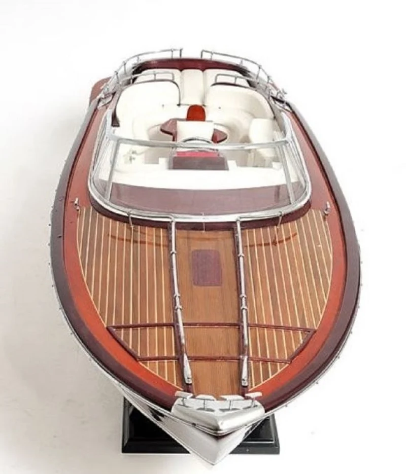 Casa Padrino Luxus Holz Speedboot Mehrfarbig 94 cm - Handgefertigtes Deko Modellboot Boot
