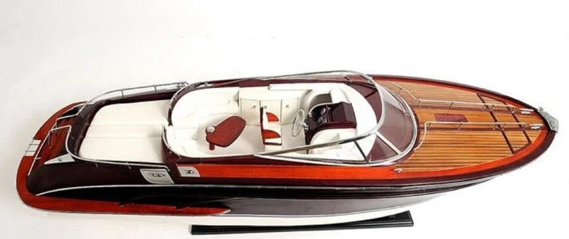 Casa Padrino Luxus Holz Speedboot Mehrfarbig 94 cm - Handgefertigtes Deko Modellboot Boot