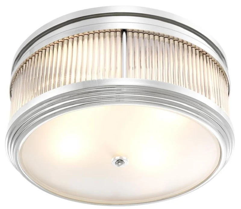 Casa Padrino Luxus Deckenleuchte Silber Ø 40,5 x H. 18,5 cm - Runde Deckenlampe