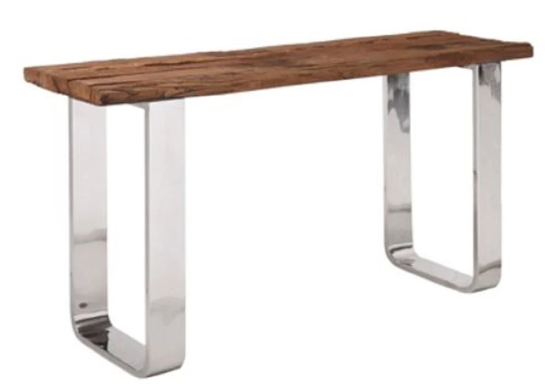 Casa Padrino Luxus Konsolentisch Braun / Silber 140 x 40 x H. 80 cm - Luxus Konsole