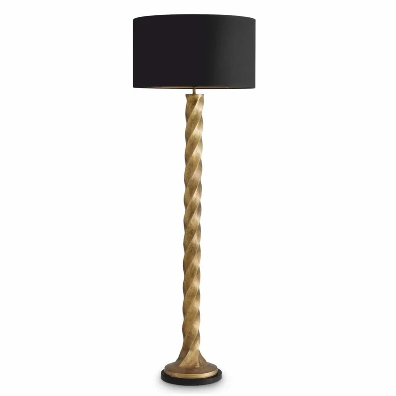 Casa Padrino Luxus Stehleuchte Vintage Messing / Schwarz H. 164 cm - Luxus Leuchten