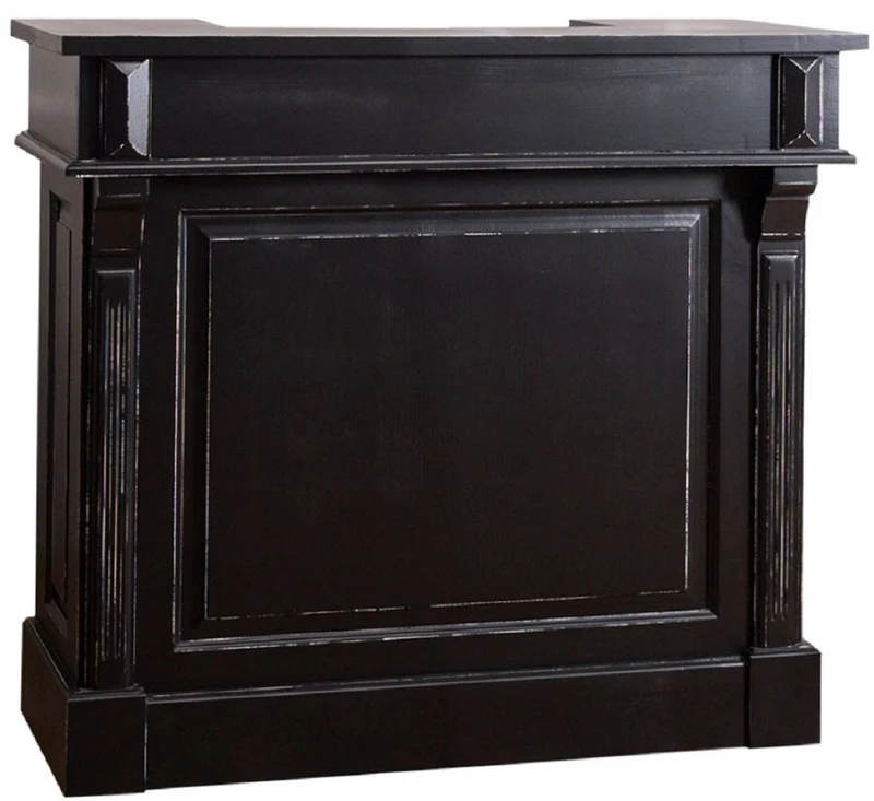 Casa Padrino Landhausstil Massivholz Barschrank mit 4 Schubladen & Weinflaschenhalter Antik Schwarz 120 x 51 x H. 107 cm - Landhausstil Möbel