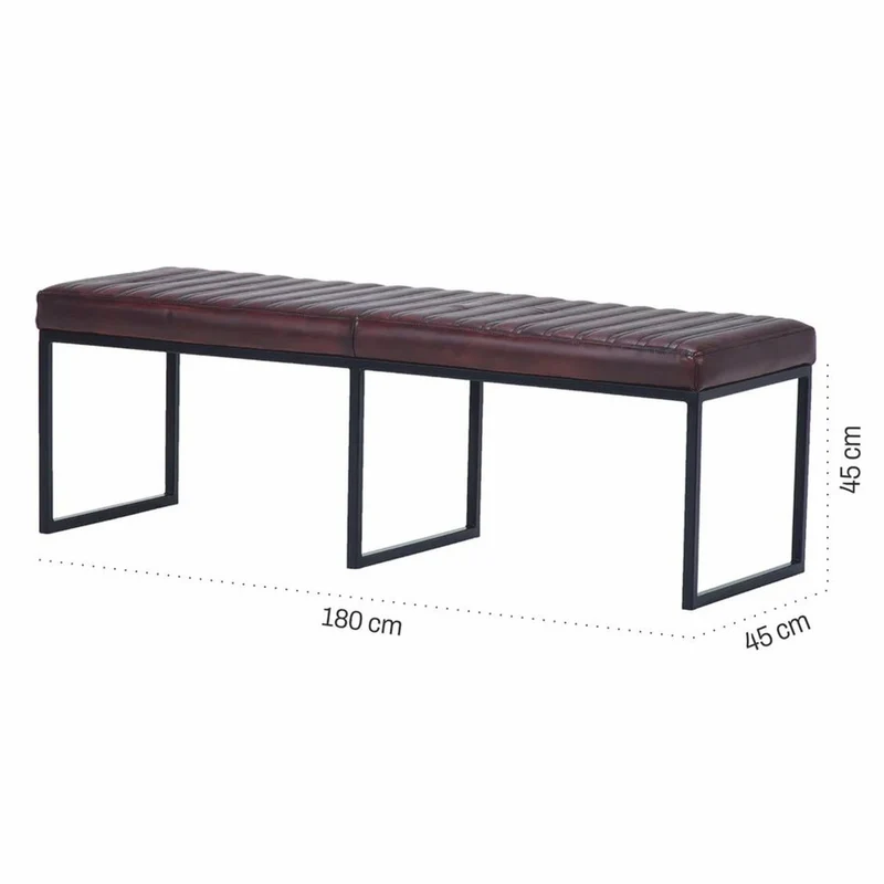 Casa Padrino Luxus Echtleder Sitzbank Dunkelbraun / Schwarz 180 cm - Echtleder Möbel