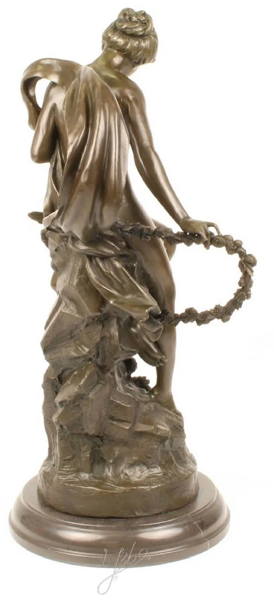 Casa Padrino Luxus Bronze Skulptur Das Band Der Liebe Bronze / Gold / Grau 30,5 x 24 x H. 54,8 cm - Dekofigur mit Marmorsockel