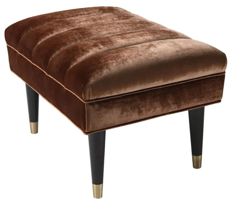 Casa Padrino Luxus Sitzbank Dunkelorange / Schwarz / Gold 68 x 50 x H. 45 cm - Luxus Qualität