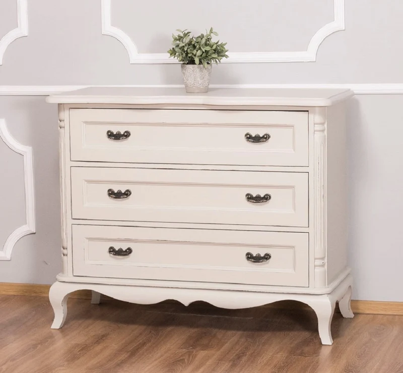 Casa Padrino Landhausstil Kommode mit 3 Schubladen Antik Hellgrau 110 x 48 x H. 89 cm - Landhausstil Möbel