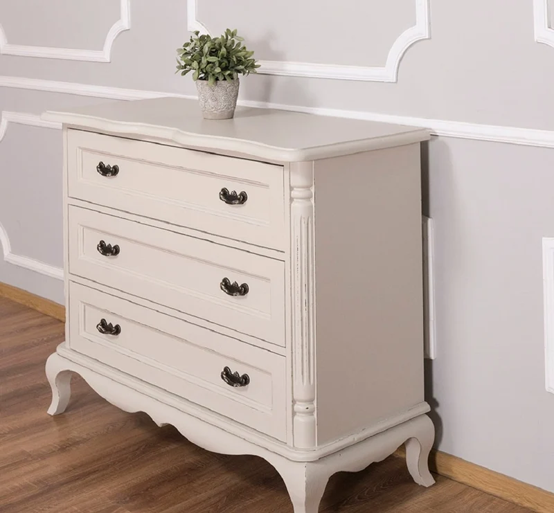 Casa Padrino Landhausstil Kommode mit 3 Schubladen Antik Hellgrau 110 x 48 x H. 89 cm - Landhausstil Möbel