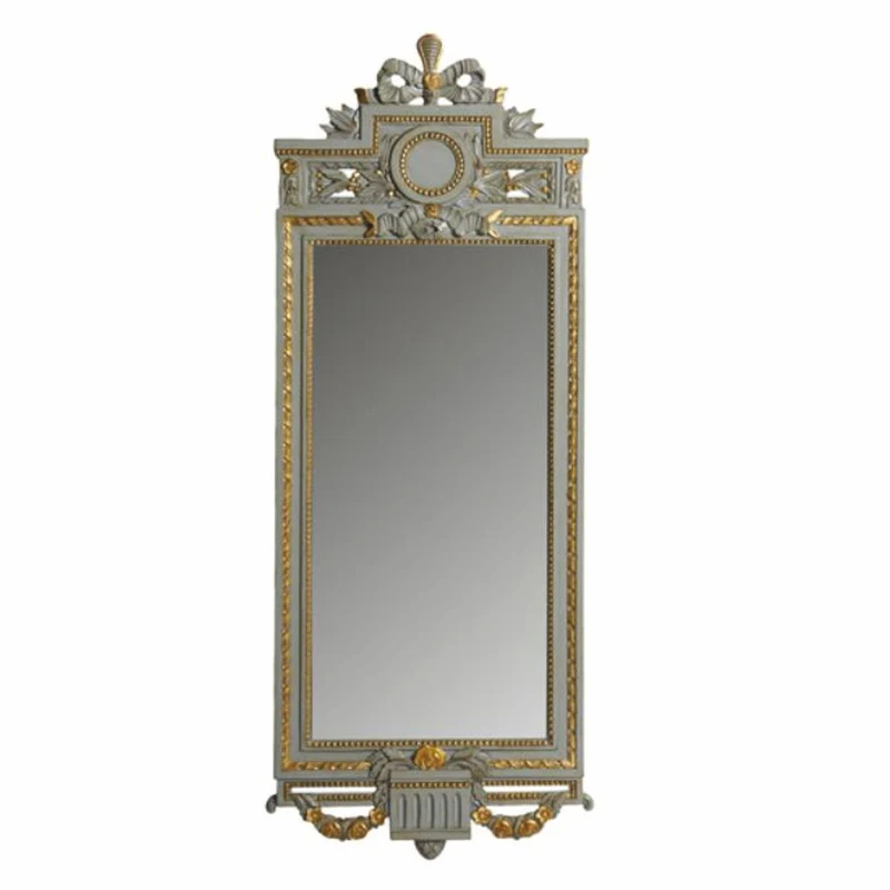 Casa Padrino Luxus Barock Spiegel Grau / Gold H. 130 cm - Made in Italy