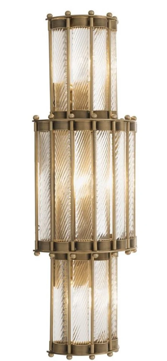 Casa Padrino Luxus Wandleuchte Antik Messingfarben 22,5 x 15 x H. 65 cm - Wohnzimmerlampe