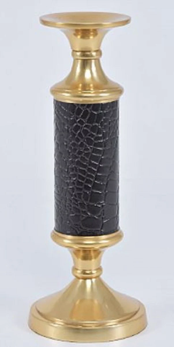 Casa Padrino Luxus Kerzenständer Messing Gold / Schwarz Ø 11 x H. 30 cm - Hotel & Restaurant Accessoires