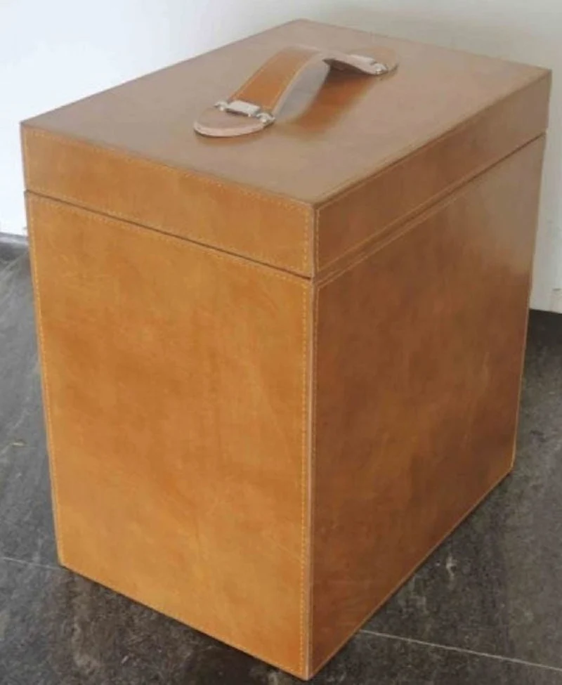 Casa Padrino Luxus Echtleder Minibar / Kofferbar mit Zubehör 32 x 23 x H. 36 cm - Luxus Qualität