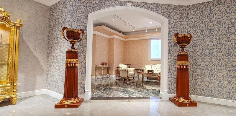 Casa Padrino Luxus Barock Säule Braun / Gold H. 120 cm - Barock Möbel - Made in Italy