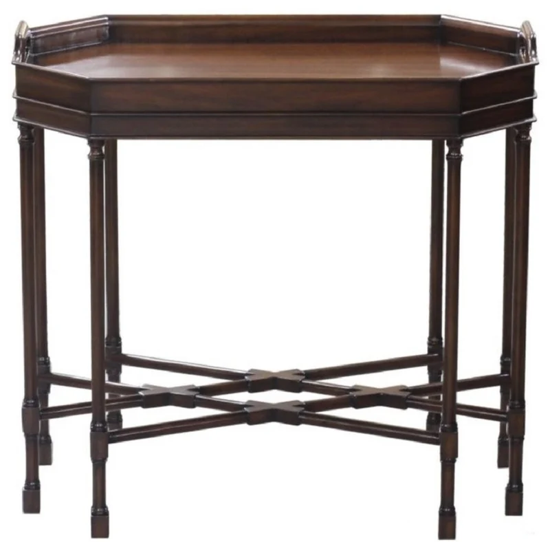 Casa Padrino Luxus Couchtisch / Serviertisch Dunkelbraun 66 x 41 x H. 62 cm - Mahagoni Wohnzimmertisch mit abnehmbarem Tablett