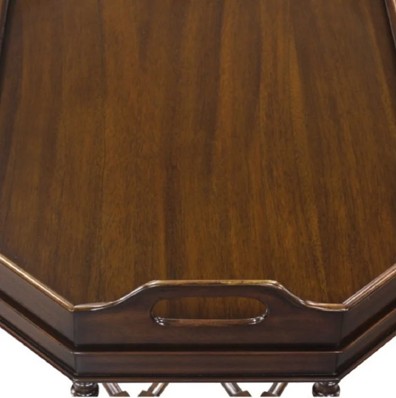 Casa Padrino Luxus Couchtisch / Serviertisch Dunkelbraun 66 x 41 x H. 62 cm - Mahagoni Wohnzimmertisch mit abnehmbarem Tablett