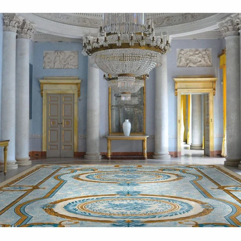 Casa Padrino Luxus Barock Hotel Teppich Blau / Braun / Creme - Verschiedene Größen