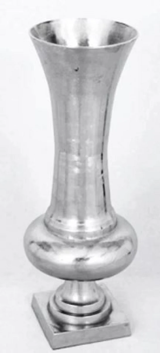 Casa Padrino Barock Aluminium Vase Antik Silber Ø 26,5 x H. 81 cm - Antik Stil Blumenvase
