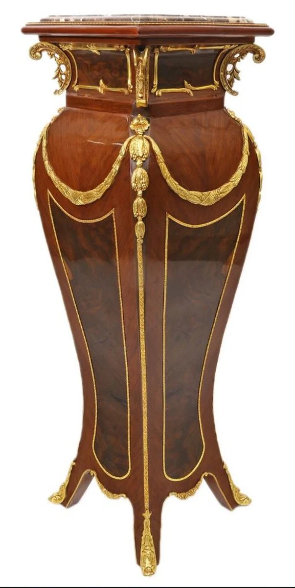 Casa Padrino Barock Säule Mahagoni / Gold - Beistelltisch - Säule 126 x 40 cm