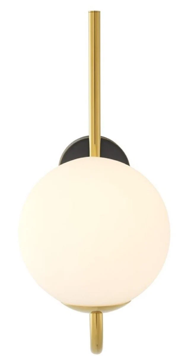 Casa Padrino Luxus Wandleuchte Gold / Schwarz / Weiß 15 x 22 x H. 36 cm - Hotel & Restaurant Lampe
