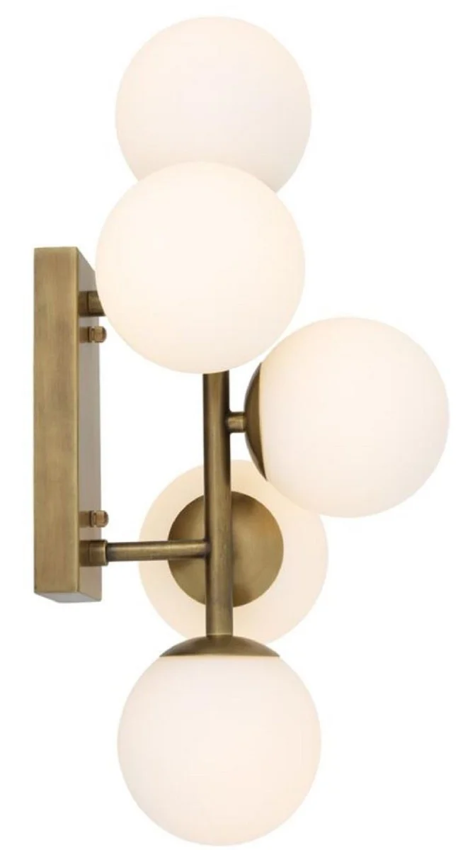 Casa Padrino Luxus Wandleuchte Antik Messingfarben / Weiß 27 x 24 x H. 50 cm - Wohnzimmer Wandlampe