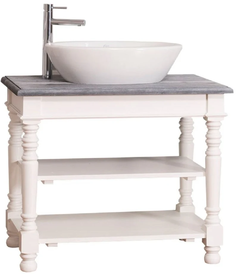 Casa Padrino Landhausstil Waschtisch Weiß / Grau 90 x 54 x H. 74 cm - Badezimmermöbel im Landhausstil