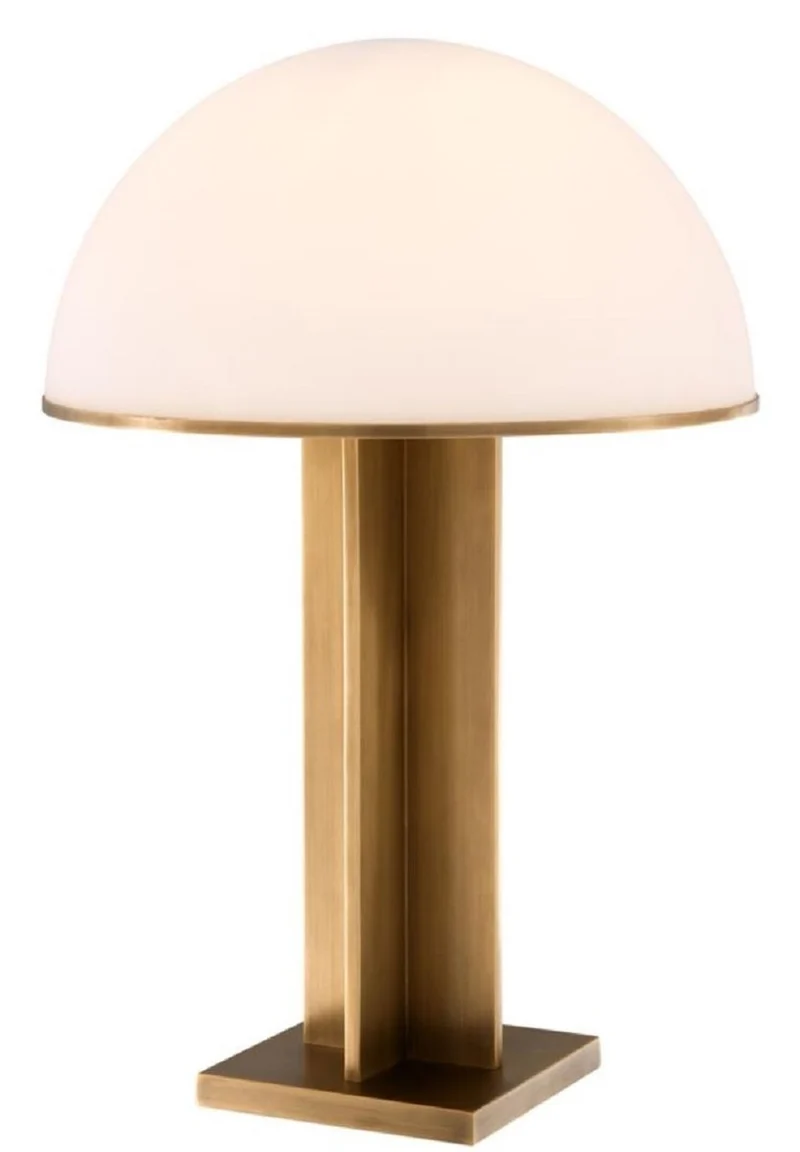 Casa Padrino Luxus Tischleuchte Antik Messingfarben / Weiß Ø 40,5 x H. 63,5 cm - Luxus Qualität