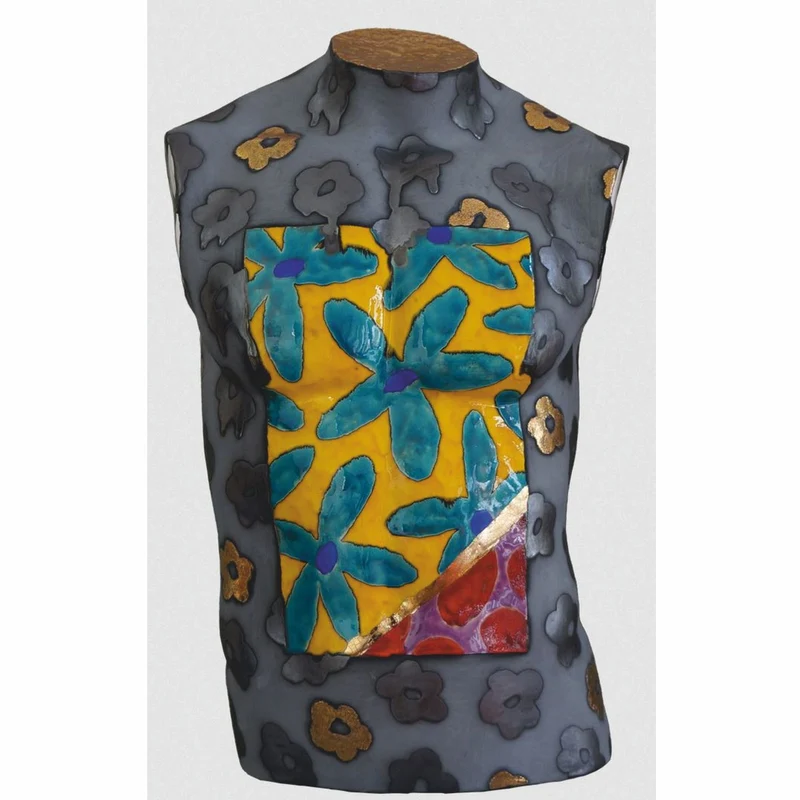 Casa Padrino Luxus Keramik Deko Männer Torso Bunt H. 62 cm - Handgefertigt & Handbemalt