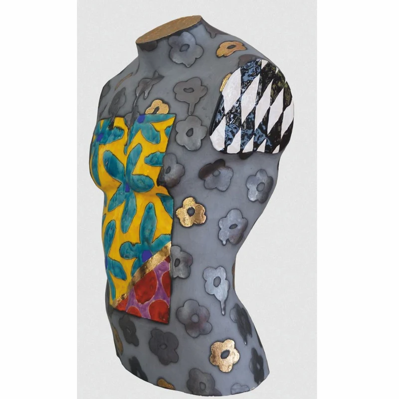 Casa Padrino Luxus Keramik Deko Männer Torso Bunt H. 62 cm - Handgefertigt & Handbemalt