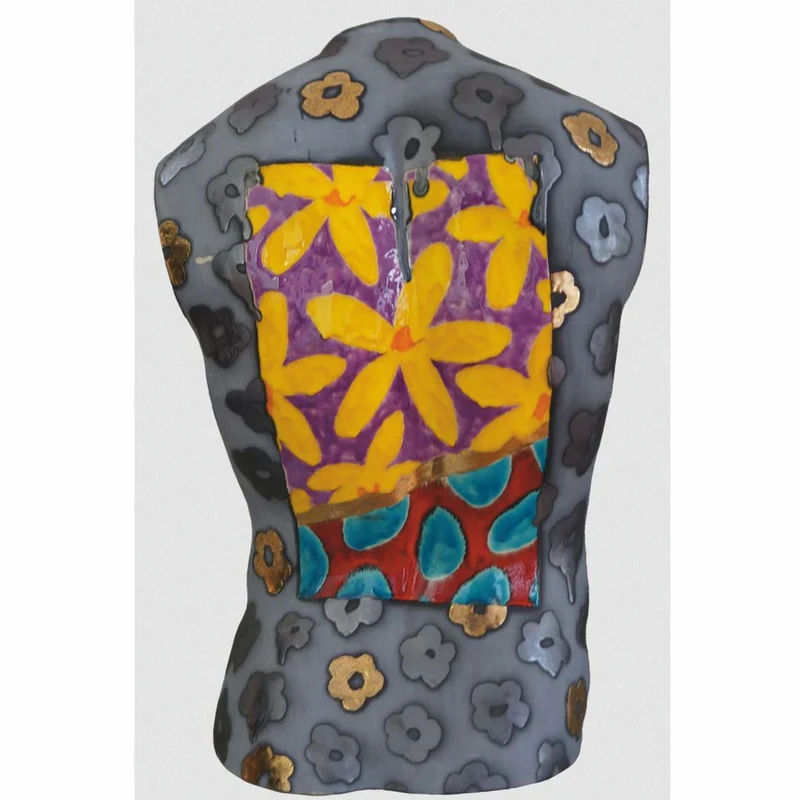 Casa Padrino Luxus Keramik Deko Männer Torso Bunt H. 62 cm - Handgefertigt & Handbemalt