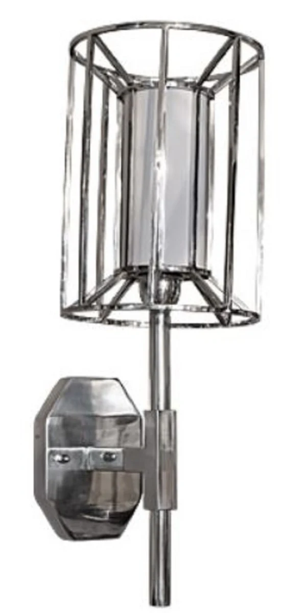 Casa Padrino Luxus Wandleuchte Silber / Weiß 24 x 24 x H. 52 cm - Hotel & Restaurant Wandlampe