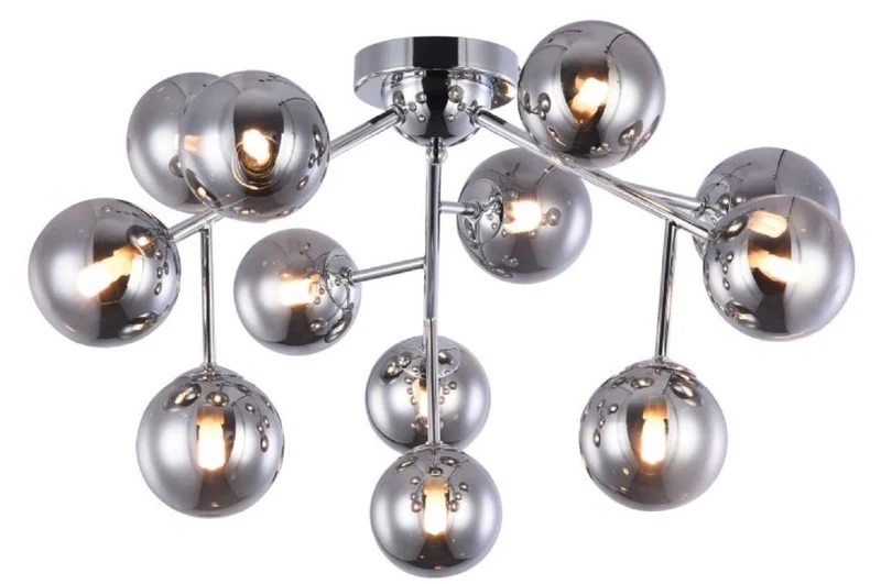Casa Padrino Wohnzimmer Deckenleuchte Silber Ø 60 x H. 20 cm - Deckenlampe mit kugelförmigen Lampenschirmen