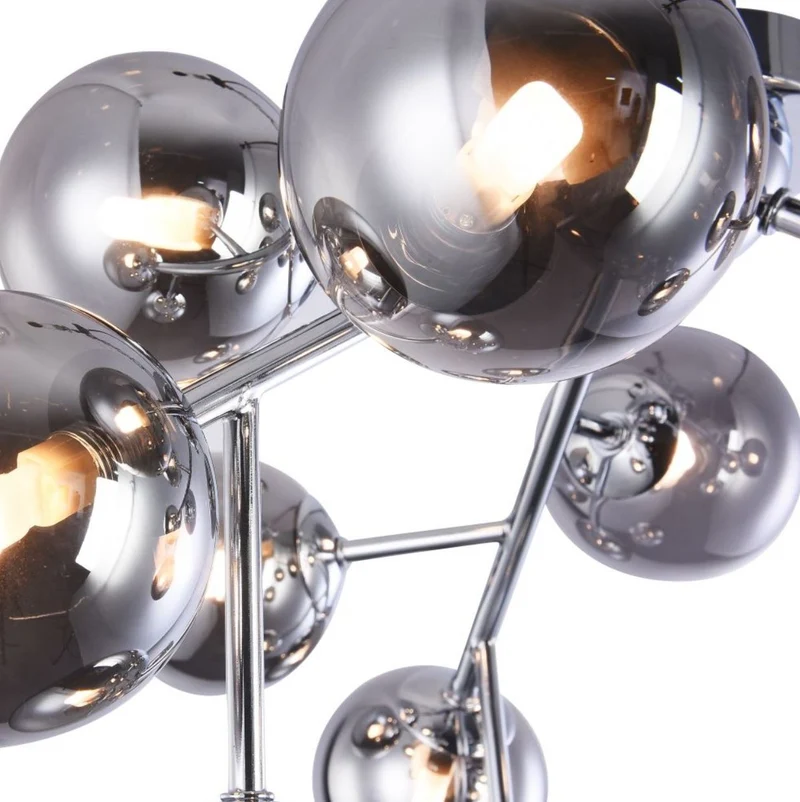 Casa Padrino Wohnzimmer Deckenleuchte Silber Ø 60 x H. 20 cm - Deckenlampe mit kugelförmigen Lampenschirmen