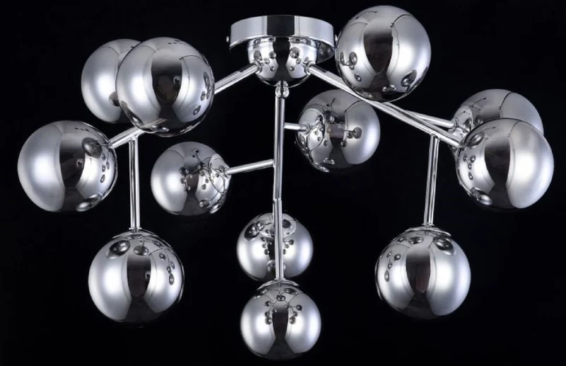 Casa Padrino Wohnzimmer Deckenleuchte Silber Ø 60 x H. 20 cm - Deckenlampe mit kugelförmigen Lampenschirmen