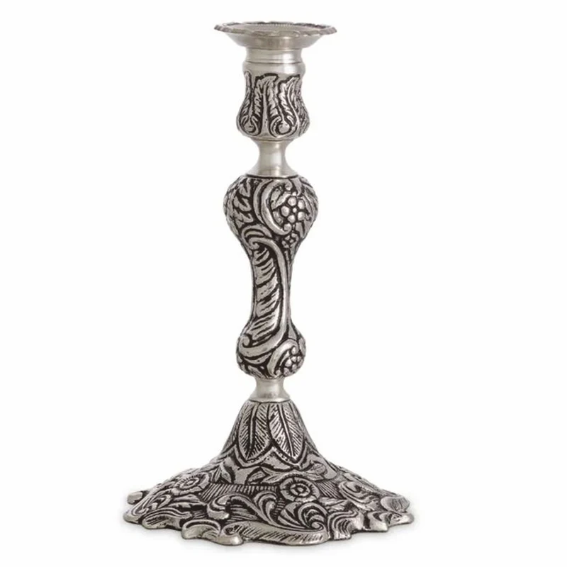 Casa Padrino Luxus Barock Kerzenständer Antik Silber H. 27,5 cm - Barock Deko