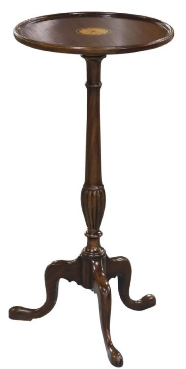 Casa Padrino Luxus Barock Beistelltisch Dunkelbraun / Gold Ø 30 x H. 62 cm - Runder Mahagoni Blumentisch