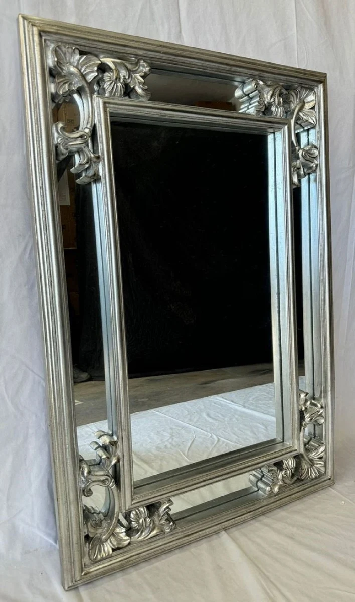 Casa Padrino Barock Spiegel Silber H. 98 cm - Barockstil Möbel