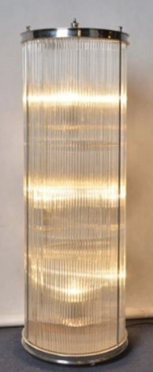 Casa Padrino Wohnzimmer Stehleuchte Silber Ø 32 x H. 100 cm - Runde Luxus Stehlampe