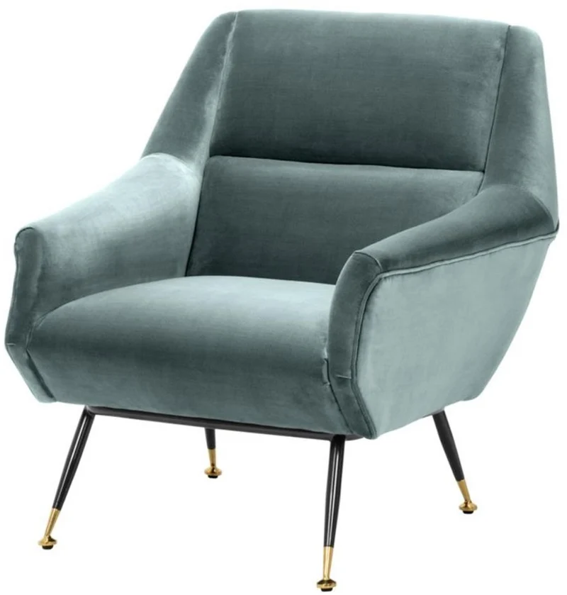 Casa Padrino Luxus Salon Sessel Dunkeltürkis / Schwarz / Messing 75 x 75 x H. 78 cm - Hotel Möbel