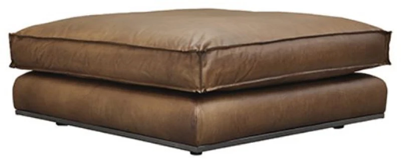Casa Padrino Luxus Echtleder Hocker Braun 106 x 106 x H. 41 cm