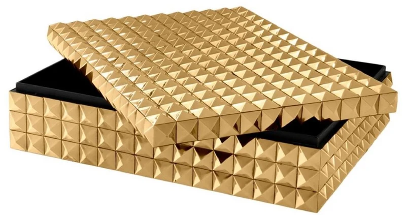 Casa Padrino Luxus Schmuckschatulle / Schmuckkasten mit Deckel Gold 40 x 30 x H. 10 cm - Luxus Accessoires