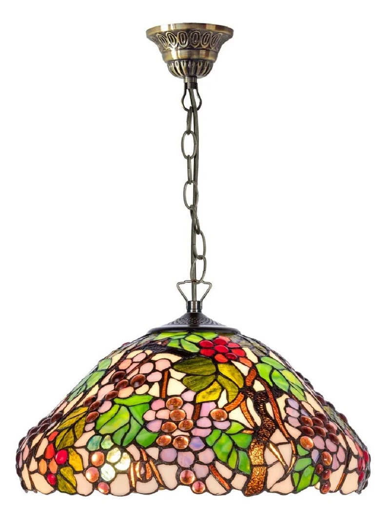 Casa Padrino Luxus Tiffany Hängeleuchte Mehrfarbig Ø 40 cm - Handgefertigte Pendelleuchte aus 729 Teilen