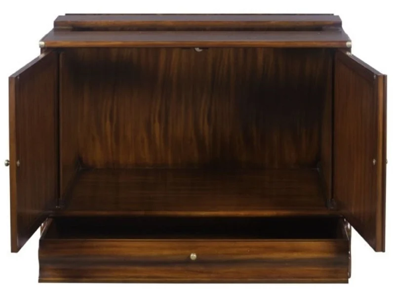 Casa Padrino Luxus Mahagoni Bücherschrank mit 2 Türen und Schublade Dunkelbraun 86 x 47 x H. 68 cm - Luxus Büromöbel