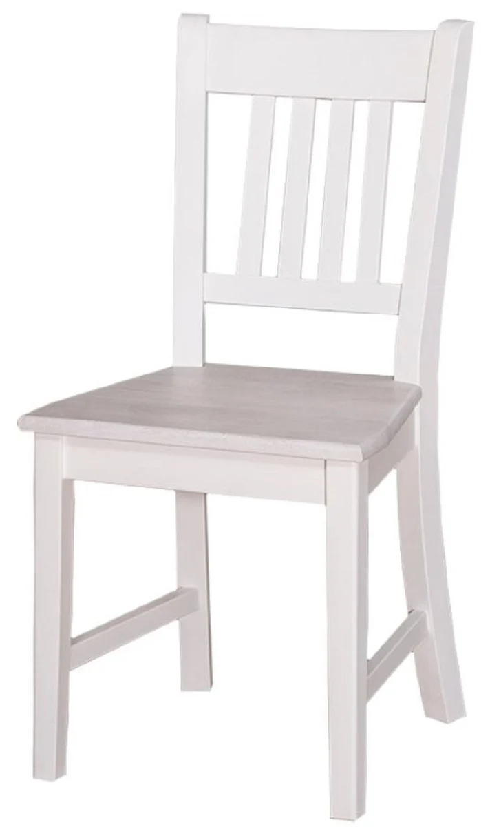 Casa Padrino Landhausstil Esszimmerstuhl Weiß 47 x 39 x H. 92 cm - Massivholz Küchenstuhl im Landhausstil
