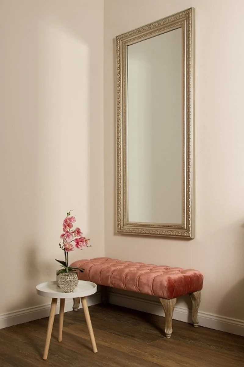 Casa Padrino Barock Wandspiegel Silber 72 x H. 162 cm - Handgefertigter Spiegel im Barockstil