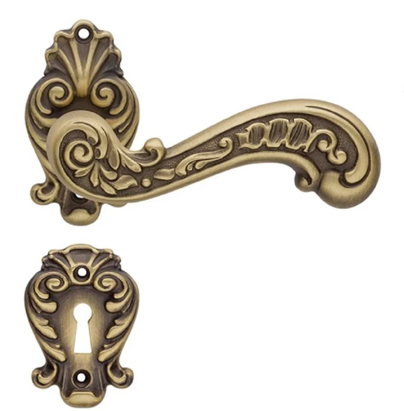 Casa Padrino Barock Türklinken Set Messing Patiniert 14,1 x H. 8,4 cm - Barock Türgriffe