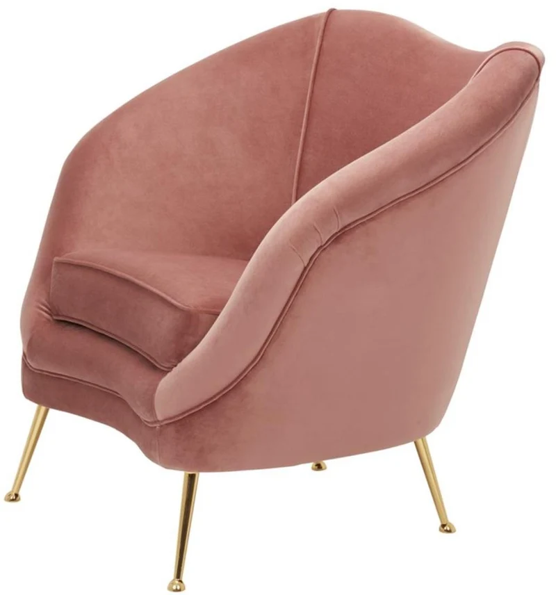 Casa Padrino Luxus Salon Sessel Rosa / Messing 85 x 77 x H. 80 cm - Luxus Kollektion