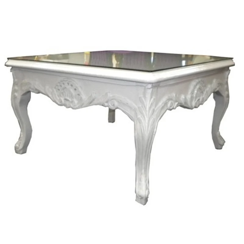 Casa Padrino Barock Couchtisch Weiß 80 x 80 cm - Beistelltisch - Wohnzimmer Salon Tisch