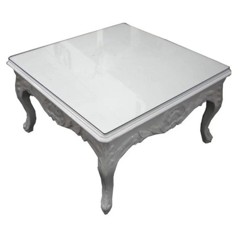 Casa Padrino Barock Couchtisch Weiß 80 x 80 cm - Beistelltisch - Wohnzimmer Salon Tisch