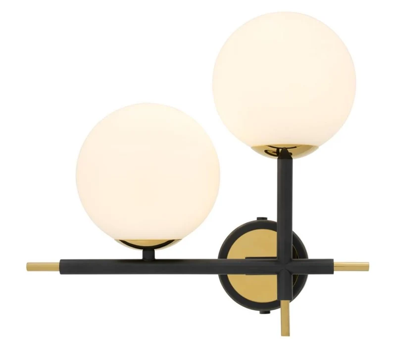 Casa Padrino Luxus Wandleuchte Schwarz / Gold / Weiß 35 x 17 x H. 35 cm - Hotel & Restaurant Lampe