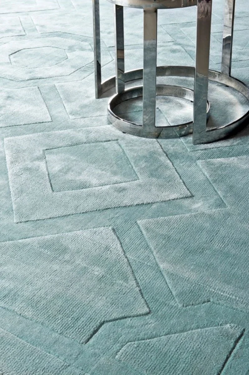 Casa Padrino Luxus Viskose Wohnzimmerteppich Aqua Blau - Verschiedene Größen - Luxus Kollektion