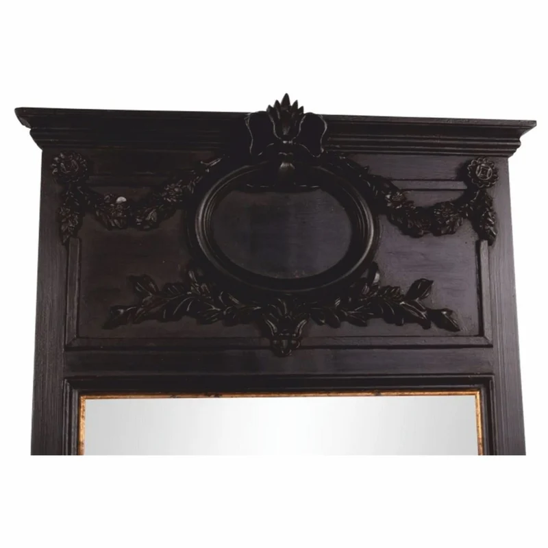 Casa Padrino Barock Spiegel Schwarz H. 102 cm - Barockstil Möbel